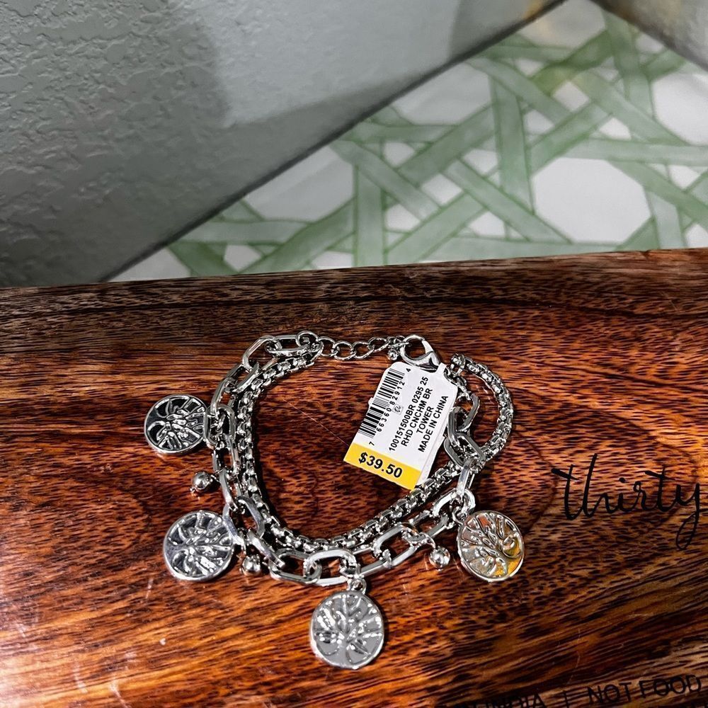 NWT Charter Club Rhodium Silver Charm Bracelet #J3 - Picture 6 of 6